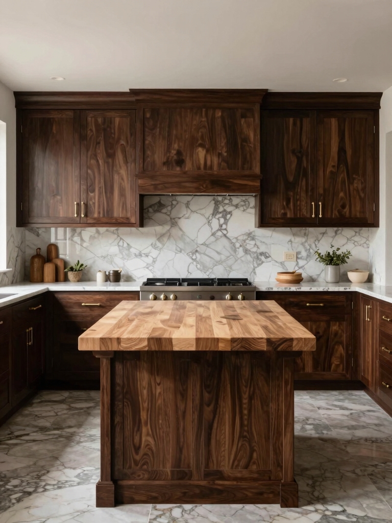 warm dark brown kitchens