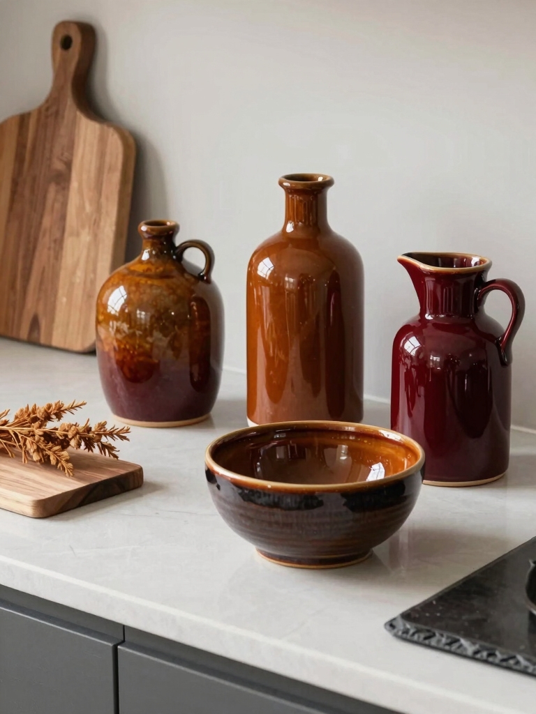 warm glazed pottery accents