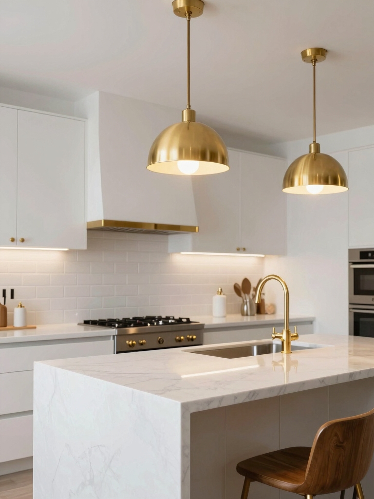 warm gold kitchen lighting