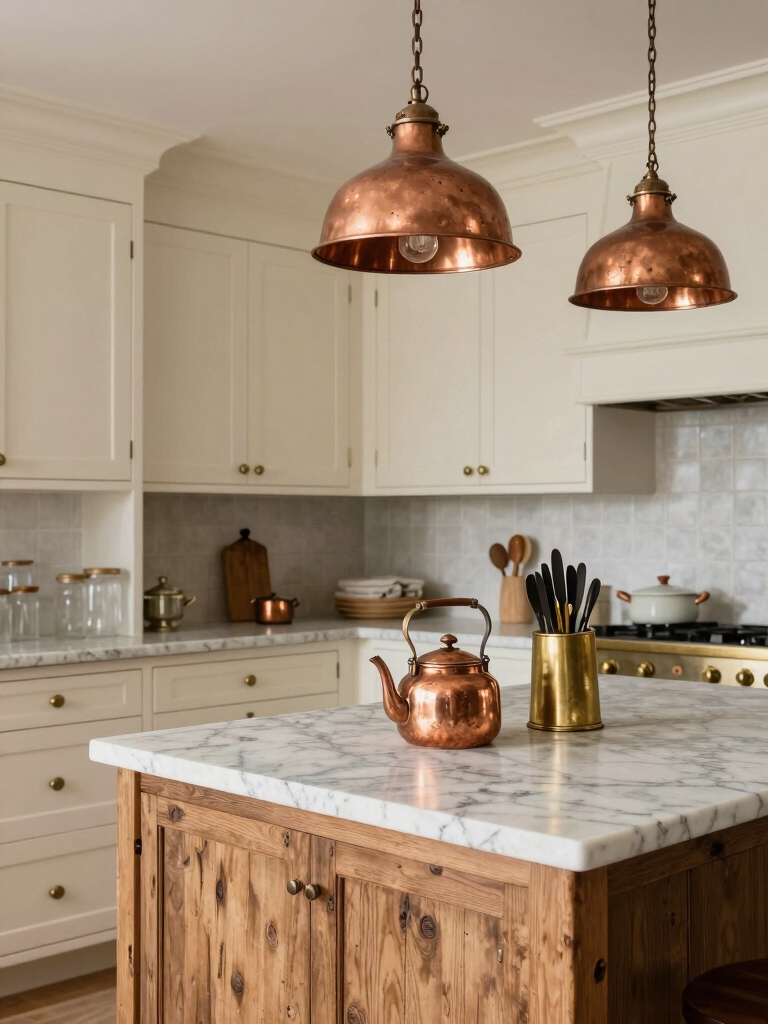 warm metal kitchen accents