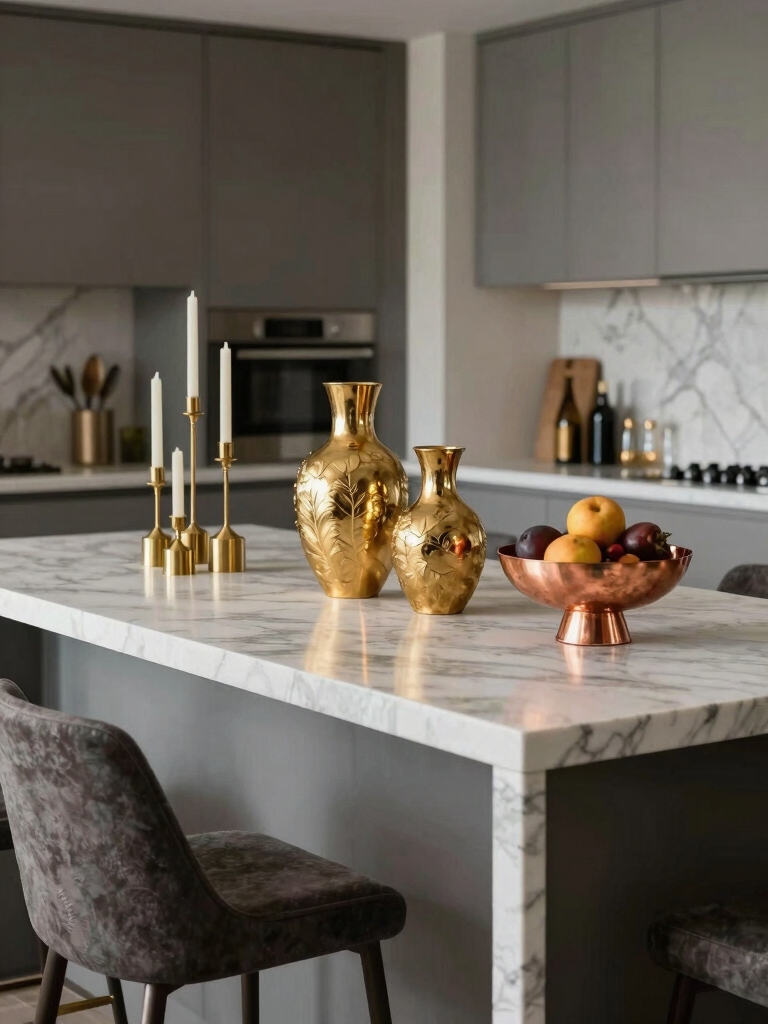 warm metallic kitchen accents
