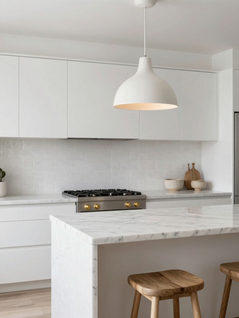 warmth through white kitchens