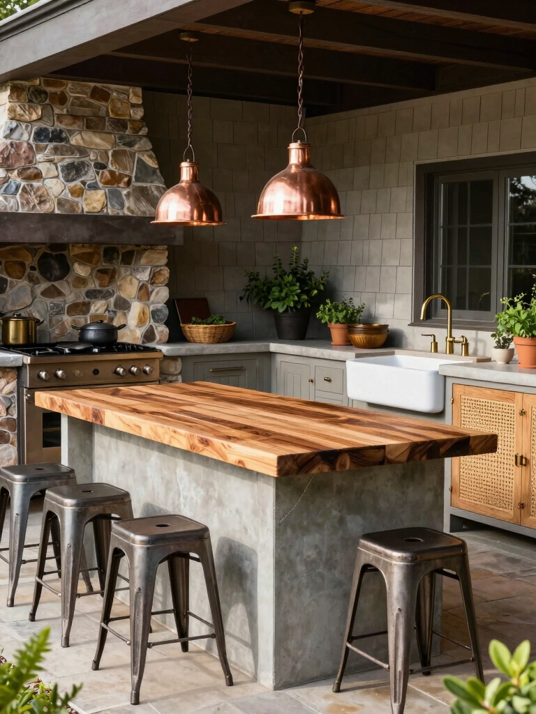 welcoming farmhouse outdoor kitchen