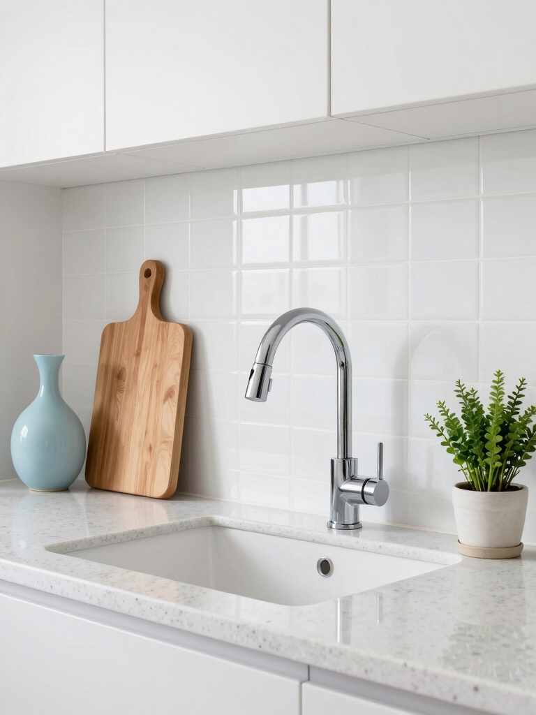 white backsplashes enhance color